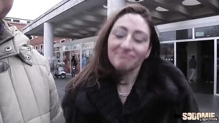 Sandra is wearing erotic nylons whilst getting doublefucked in front of the camera, for money