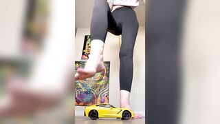 Smashing a Model Car with My Size 16 Feet