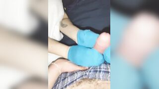 Hawt Blue No Show Ankle Socks Sockjob Tugjob Cum