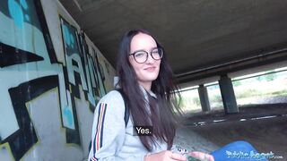 Public Agent Sexy Czech body drilled underneath public bridge after sucking penis