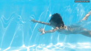 Bonnie hawt constricted tiny brunette hair pornstar swimming