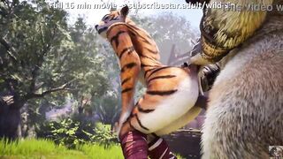 Large monster and Tigress gal fleshly sex in The Meadow
