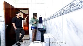 Step-Uncle rubbing dry-hump and pulling down her raiment to masturbate her.