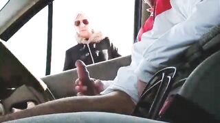 Large ejaculation on this public road!!