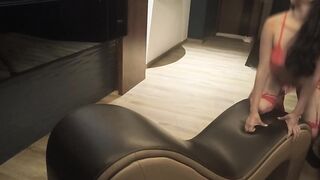 "Give it to me harder," says a breasty in underware, real homemade movie of a youthful Mexican-Colombian woman.