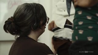 big beautiful woman Girl Lets Coworkers Release Large Shlong Tension On Her Kewl Vagina