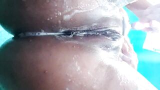 I get over here the shower to shave my cunt and, being nasty, I take the opportunity to fondle my love button 'cuz I'm hawt and lascivious and there was no one to give me a priceless screw