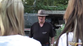 Hardcore old and youthful action with 2 teens banging grandad