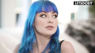 3 Lesbian babes Go From Yoga Stretches to Tongue Banging... Curvy Blue Hair Gal Gets Her Turn 1st