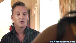 Rich CFNM cougars are screwing their butler and being faciali