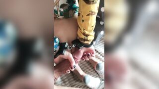 In Handcuffs with a Red Plug in the Butt - Giving a kiss and Banging a Powerless Wench