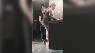 A Camera in a Public Restroom Catches a Strange Chap Banging a Angel Who Is Washing Her Pants.