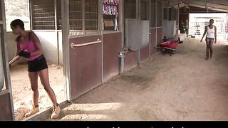 Black Lesbian Babes Screw on a Farm