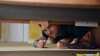 Delivery hunk brings the package