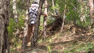 Beneath the petticoat outdoors. The wet butt does not like to wear pants