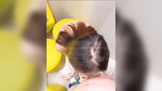 Oriental screw in shopping mall's fitting room cum in cunt