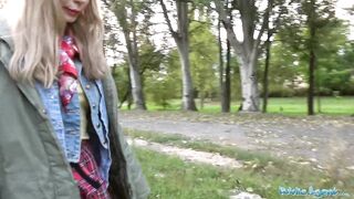 Public Agent Lost dog leads to sexy outdoors sex