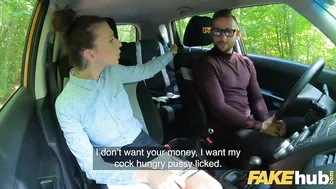 European twat flashes her melons for a cock ride in a car