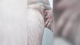 FTM chap stroking large love button & fingering snatch in shower makes himself cum with visibly pulsating love button