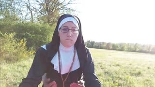 This nun gets her booty filled with cum previous to that babe goes to church !!