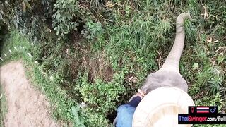 Oriental teen girlfriend rode on an Elephant in advance of shoving back on his large rod