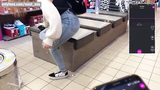 This Babe tests a fresh Bluetooth toy sex-toy in a Mall - Western chap & Mia Natalia vlogs