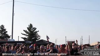 festival honeys at iowa biker rally skin to win pole dancing