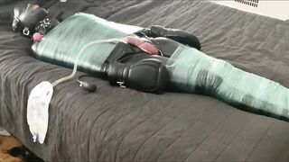 Latex Sub Fastened with Catheter, Estim, and Facesitting