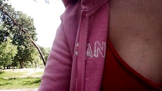 Perverted mother i'd like to fuck masturbates her soaked twat in a public park once more