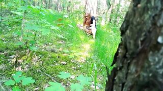 Cutie pee in the forest. Surprise teen banged hard by a stranger in the public woods. Void Urine on legs.