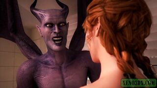 Monster Sex CG. Demonic pair from Hell screws Redhead angel coarse and raw