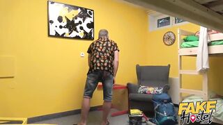 Fake Hostel - Ebony cutie and ally go wild at the hostel