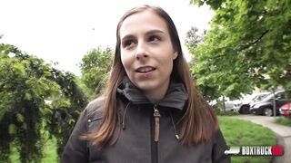 Natural brunette hair Antonia Sainz likes having sex in public