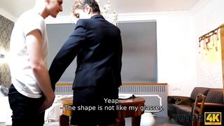 TUTOR4K Tricky hunk manages to drill older trainer in ebony nylons