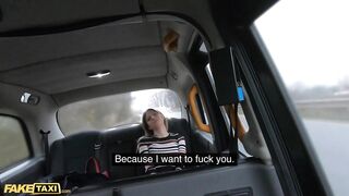 Fake Taxi Brunette Hair in Ebony Pants Gest a Hard Banging on Backseat