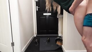 Cuckold spouse shares his sexually excited wife with delivery man.