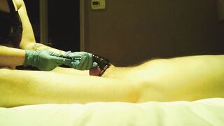 STUD UNDRESSED, BOUND DOWN AND GETS WANG DRILLED BY URETHRAL SOUNDING TOYS