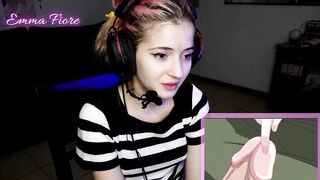 18yo youtuber gets lewd watching anime during the stream and masturbates - Emma Fiore