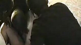 Cuckold - 3 ebony men join a older for sex