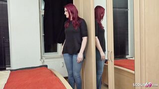 GERMAN SCOUT - Redhead College Teen Melina talk to Bang Cast