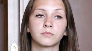 Slender, Czech teen is showing her perfectly bald cunt to a dude who desires to bang her