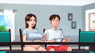 Summertime Saga - Preggo gal gets banged on webcam