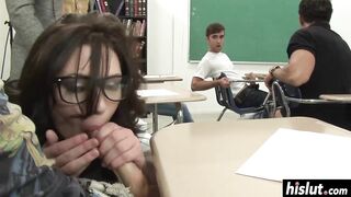 HISLUT - Brunette Hair teacher gets screwed in the classroom (Sarah Shevon)