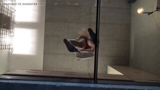 Voyeuring Wifey the glass bottom to watch her titties and cunt