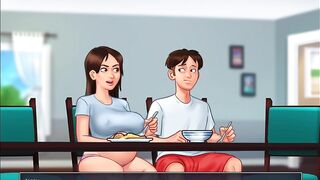 Summertime Saga - Preggy beauty gets drilled on webcam by big schlong ( Jenny)