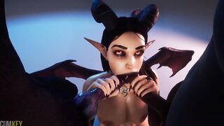 Succub tempted Werewolf and Male - Large Dick monster - CG Porn WildLife - Halloween toon