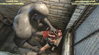 Jill in Trouble getting banged by Resident Unmerciful monsters CG porn Animation