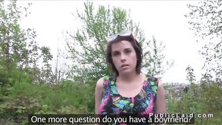 Czech student with giant breasts outdoor