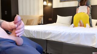 Amateur wife is screwing during the time that cuckold spouse is watching