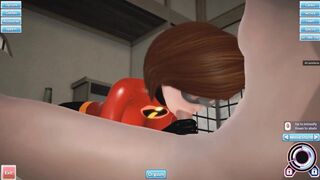 (CG Porn)(The Incredibles) Elastigirl - Helen Parr blow job and tugjob